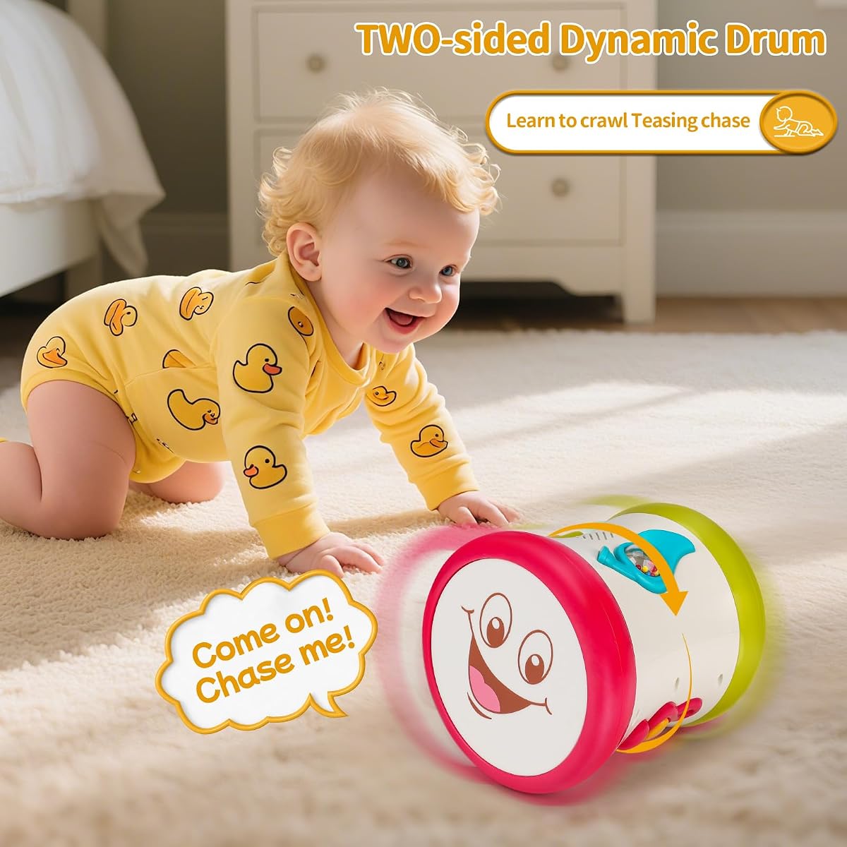 Five-in-one musical baby drum with light-up panel and learning buttons — view 4
