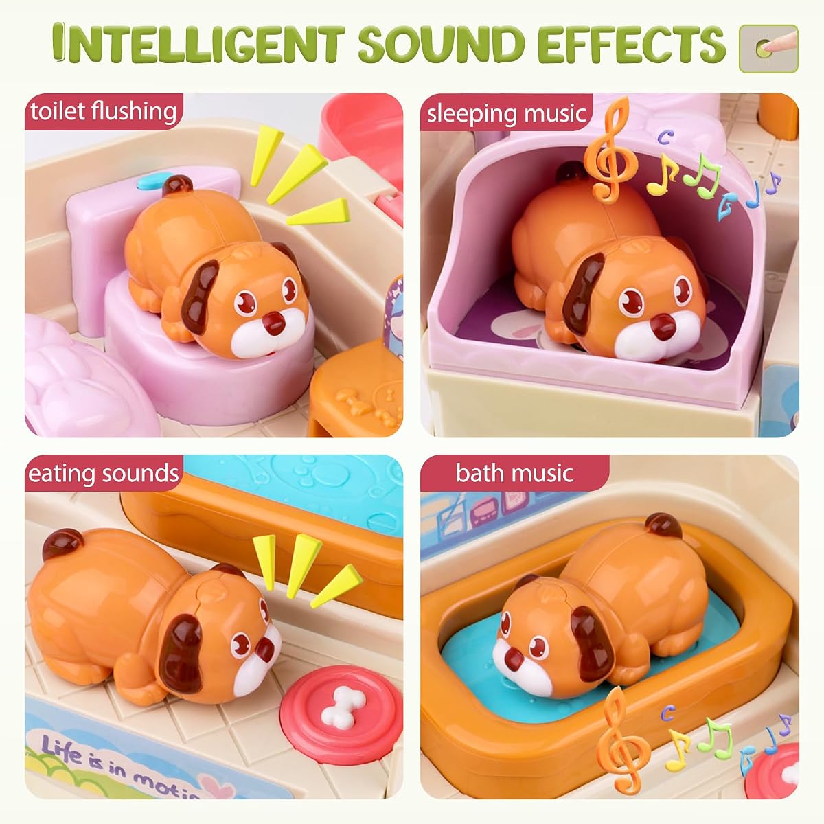 Electronic mini puppy dog house playset with a walking puppy and chore cards — view 3